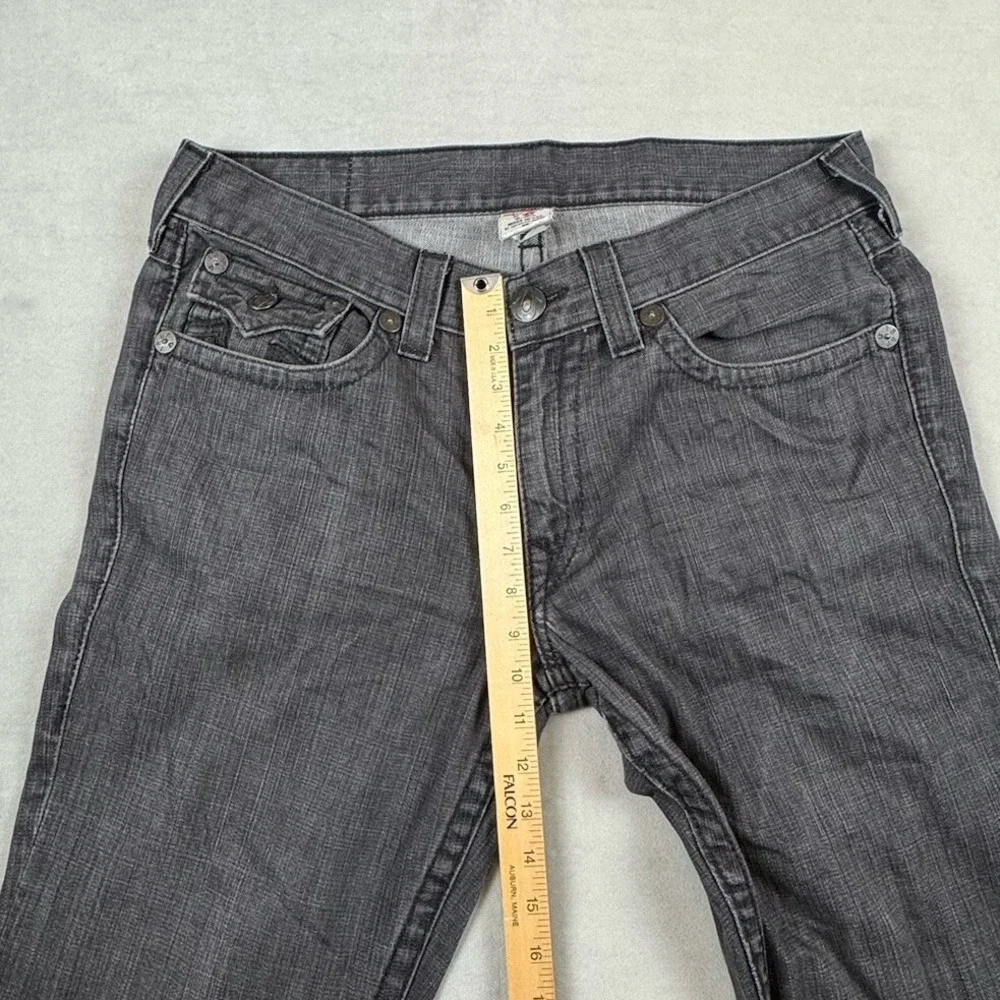 Vintage True Religion Jeans Mens 36 Gray Black Leather Logos Billy Y2K 2000s